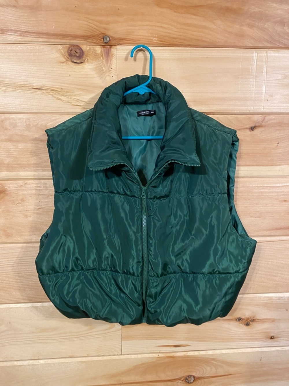 SHEIN curve Forest Green cropped Puffer Vest - Sleeveless Zip Front $12